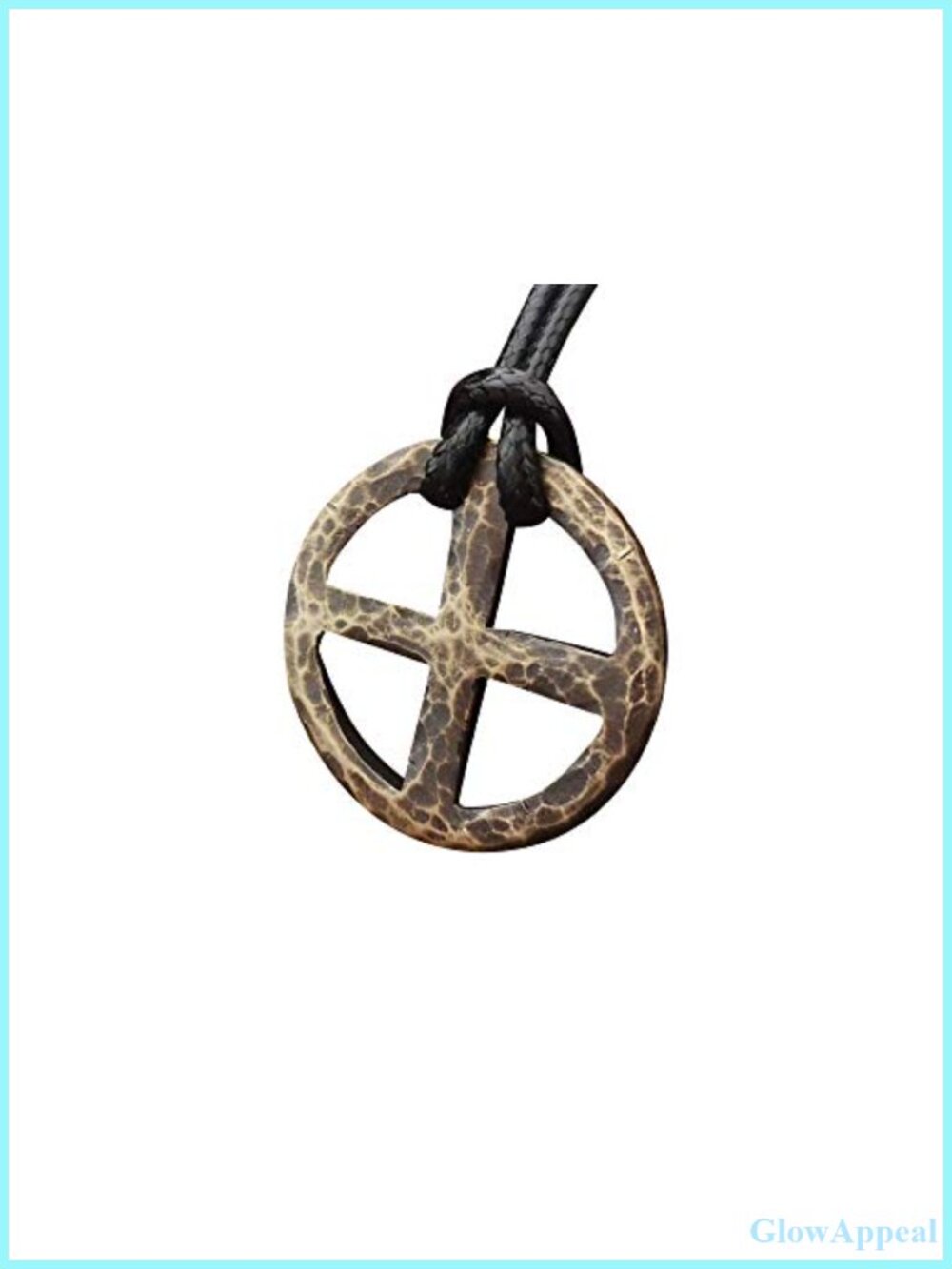 Hammered Brass Solar Cross Pendant Necklace Adjustable String